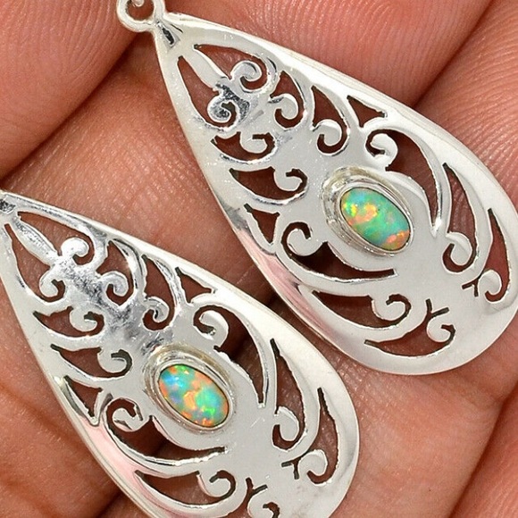 Handmade sterling silver gemstone earrings - Picture 2 of 2